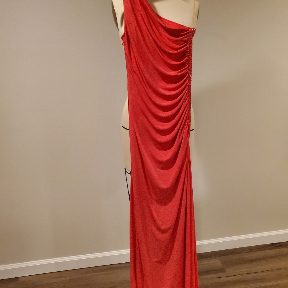 Cache designer brand RED dress contour bodycon with bead detailing / zipper, S - Picture 2 of 14